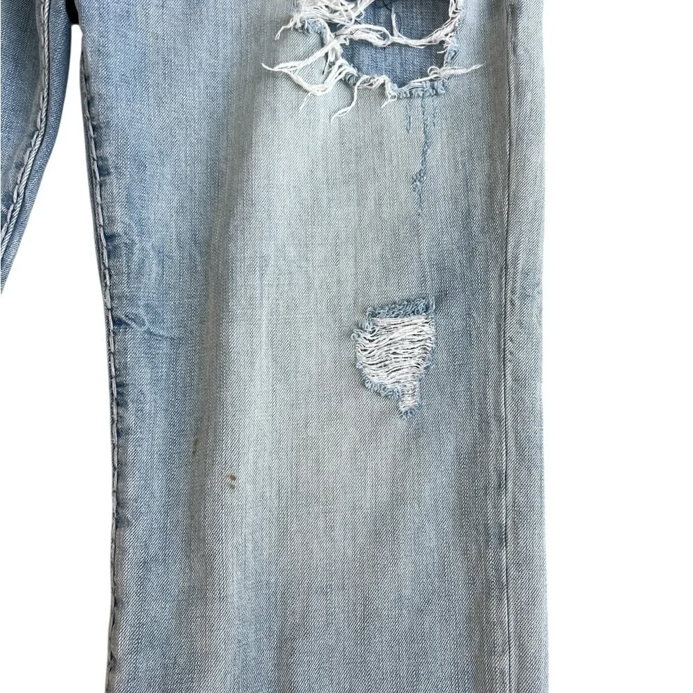 True Religion Athletic Geno Relaxed Slim Blue Straight Jeans Distressed